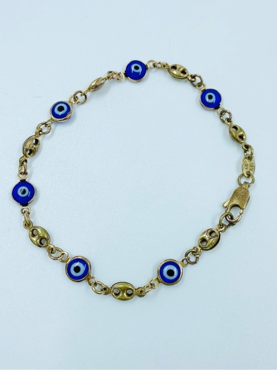 Jewelry - Vintage 18K GF Gold Filled Mariner Link Evil Eye Protection Bracelet